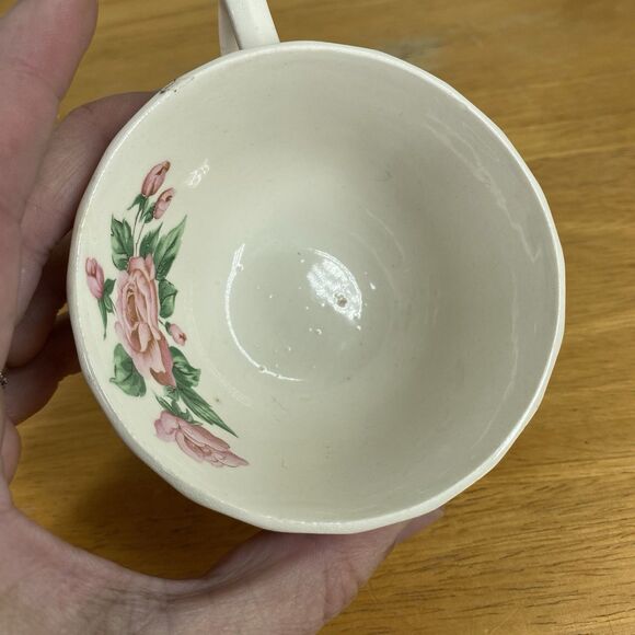 Vintage Sebring China Bouquet Cup and Saucer Set Pink Roses Gold Trim Cottage - Picture 10 of 15